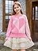 Haloumoning Girls Heart Sweater Kids Cute Color Block Knit Sweaters 7-14 Years Pink