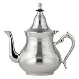 Marrakesch Orinetalische Deko Teekanne Teekocher mit Siebeinsatz 750ml | Teekannen Nadima silber 21cm groß für Marokkanische Minztee | Teebehälter als Ramadan Iftar Deko im Wohnzimmer oder Küche