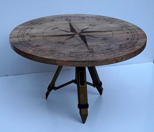 Vintage Retro Rustic Industrial Coffe Table Nautical Compass Wooden Fu Vintage Retro Rustic Industrial Coffe Table Nautical Compass Wooden Fu