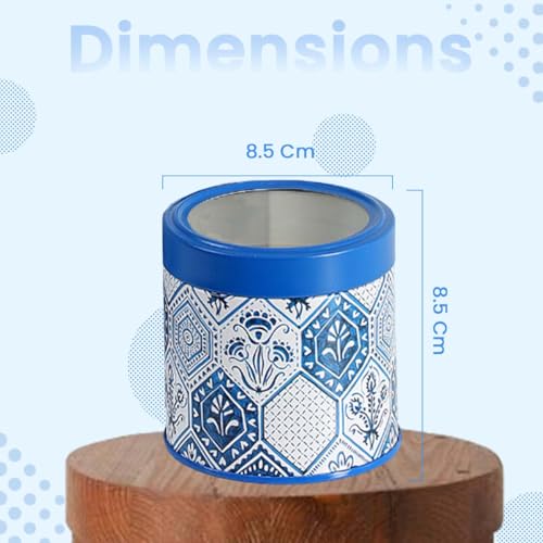 Image of Maroc Collection Airtight Kitchen Container Set (450ML, Set of 2) | Food Grade Metal Jars for Masala, Seeds, Cookies & Dry Storage | Vacuum Lid, Rust Resistant, Stylish Moroccan Blue Canisters