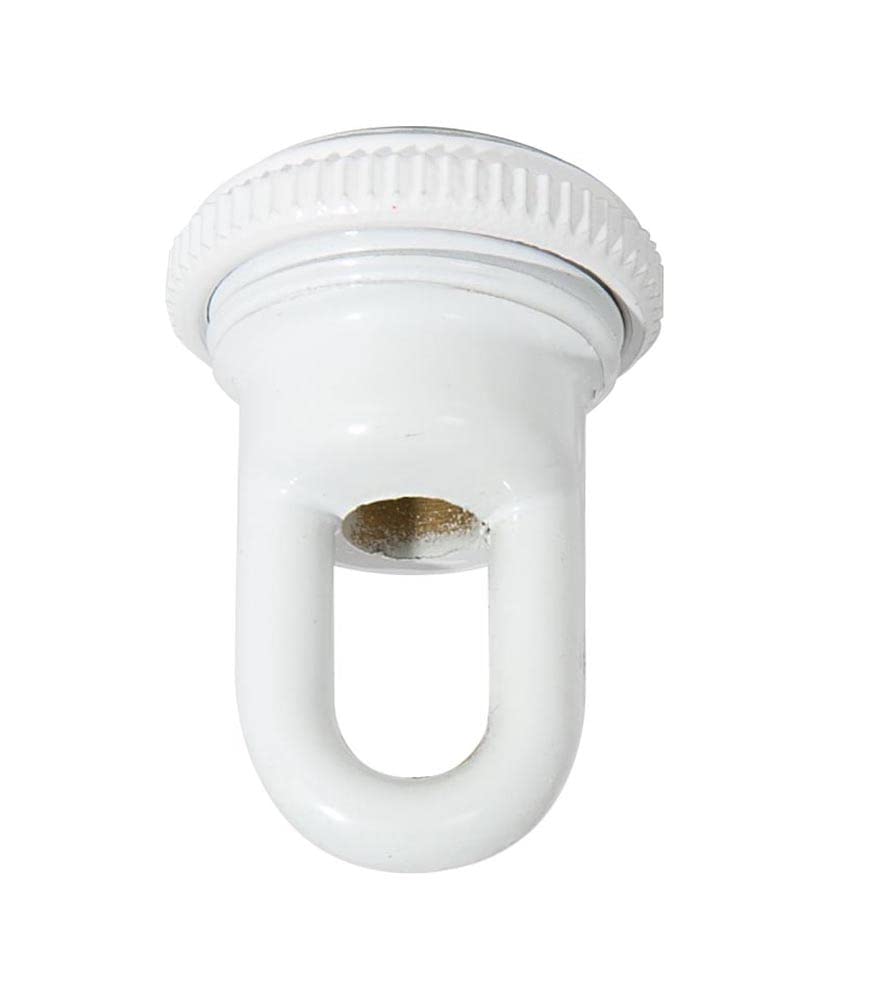 B&amp;P Lamp® Solid Cast Brass Screw Collar Loop for 1-1/16 Inch Center Hole Canopies, 1/4IP, Glossy White Finish