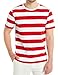 SSLR Men's Cotton Round Neck Casual Long Sleeves Stripe T-Shirt (X-Large, Red White)