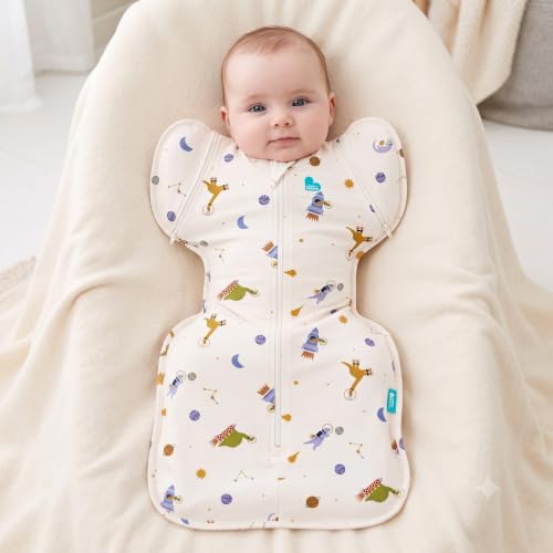 Image of Love to Dream Swaddle Up Transition Swaddle, 1.0 TOG, Patented Zip-Off Wings, Gently Help Baby Transition from Being Swaddled to Arms Free When Showing Signs of Rolling. 19-24 lbs, Space Dinos