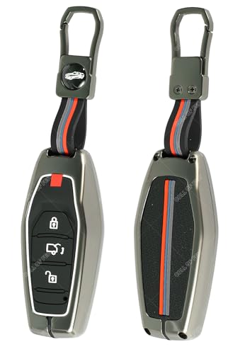 Image of Coll of Fest Premium Metal Silicon Key Cover Compatible with Mahindra XUV 500 3 Button Smart Key Cover Full Metal Protections Glow in the Dark