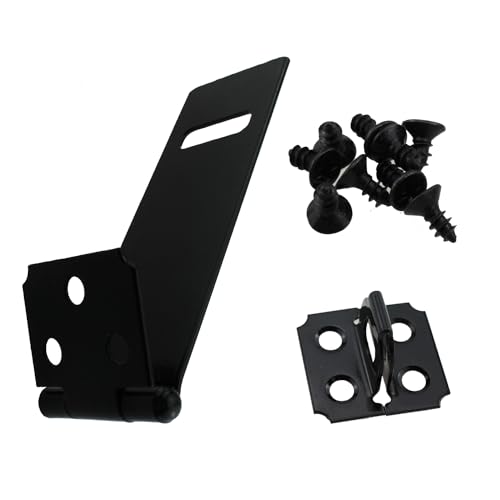 Image of 4PCS Door Sliding Latch Lock Painted Iron Lock 4 Inch Black Padlock Hitch with Screw for Cabinet and Box and Door