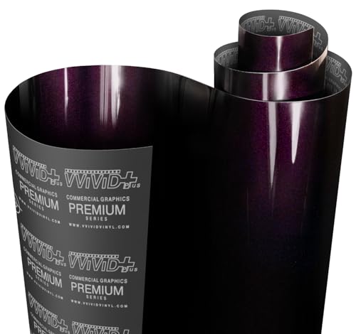 VViViD+ Ultra Gloss Cosmic Purple Vinyl Wrap Premium Paint Replacement Film Roll with Nano Air Release Technology, Stretchable Protective Cap Liner, Self Adhesive (1ft x 5ft)