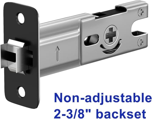 Image of goldenwarm Matte Black Pocket Door Locks for Bathroom with Indicators, Square Pocket Door Hardware for Pocket Door, Gold Sliding Pocket Door Handles 2-3 /8 inch Latch 1 Pack