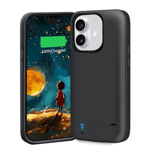 BAHOND [Upgraded Battery Case for iPhone 16 5000mAh Rechargeable Extended Battery Charging Charger Case Add 100% Extra Juice (6.1 Inches) Black