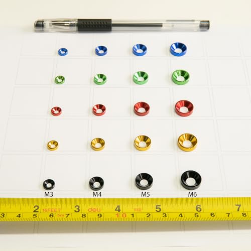[60PCS] M3 Finishing Countersunk Washers, Anodized Aluminum Alloy, Head Washers Gaskets Cup Shim for Screw RC/FPV/PC/Drone/Mechanical Accessories Parts, Black by Lagefefe - Used condition - Image 2