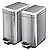 Home Zone Living 2-Pack 1.3 Gallon Small Bathroom Trash Can with Lid and Step Pedal, Stainless Steel Wastebasket with Slim Design for Home and Office, Silver, 5 Liters