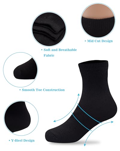 Duufin 12 Pairs Kids Crew Socks Boys Girls Youth Mid Calf Cut Casual Athletic School Dress Socks for Boys Girls 2-15 Years2