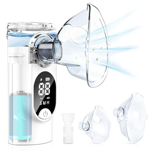 HABOWN 1200mAh Aerosol Portatile Silenzioso RicEaricabile per Adulti e Bambini, Aerosol con Display LED, Include 2 Maschere Facciali e 1 Boccaglio, 3 Modalità di Nebulizzazione Regolabili, Silenzioso
