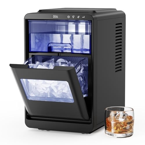 Northair Crescent ice Cube Machine 35Lbs/24H, 16Pcs in 12Mins ，Timer Portable Ice Maker for Home/Office/bar/Party(1, Black, 2.2L)