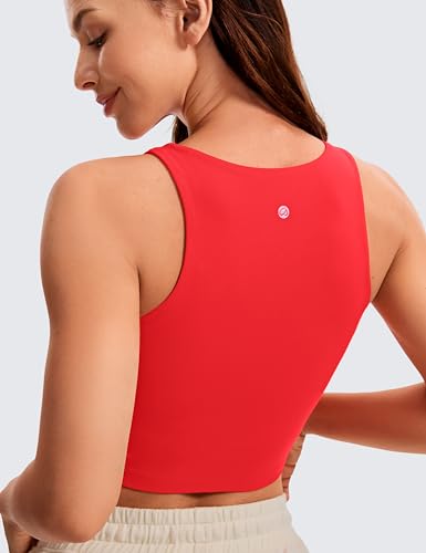 Image of CRZ YOGA Butterluxe Double Lined Crop Tank | Casual, Extremely Soft, Tight Fit, High Neck, Racerback, Sleeveless Tops for Women