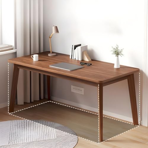 Bureau moderne en noyer 79 cm avec pieds massifs en bois véritable