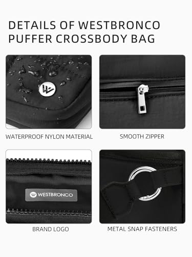 Image of WESTBRONCO Small Crossbody Bags for Women Nylon with Adjustable Strap, Zipper Crossbody Purse, 1L Shoulder Bag for Travel