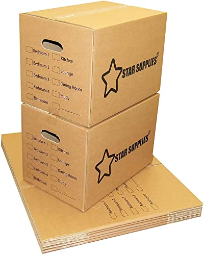 15 Strong Cardboard Storage Packing Moving House Boxes with Tick list 46cm x 31.5cm x 25cm