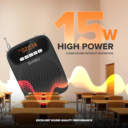 15W-Portable-Mini-Voice-Amplifier-with-Lapel-Microphone-Wired-Microphone-Headset-Rechargeable-Megaphone-Speaker-with-2-Mics-for-Teachers-Small-Pa-System-for-Classroom