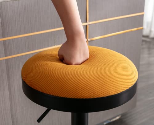Ealson Modern Swivel Bar Stools Set Of 2 Adjustable Counter Height Backless Barstools With Metal Base Fabric Upholstered Round Bar Stool Chairs For Kitchen Island/Pub/Breakfast Bar, Yellow #TOP6