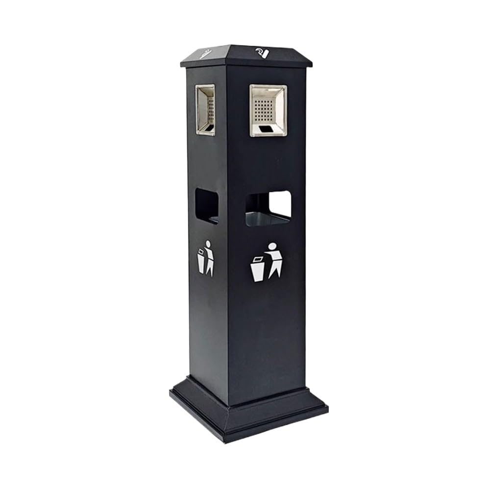 Stand ashtray Outdoor Commercial Iron Baked Ename Ash Bin, Smoking Area Can Be Fixed Pillar Black Pillar