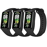 Amzpas TPU Bands for Amazfit Band 7 Fitness & Health Tracker, 3 Pack Soft Breathable Wristband, Adjustable Replacement Sportt Strap for Women Men (3 Black)