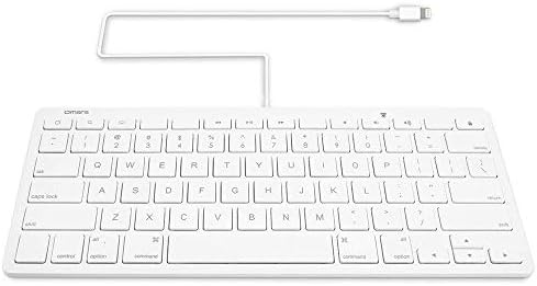Omars MFI Certified iPad Plug-n-Go Wired Keyboard with 8-pin Lightning Connector Compatible with Apple iPhone, iPad, or iPod Touch, Great for PARCC and Smarter Balanced Tests