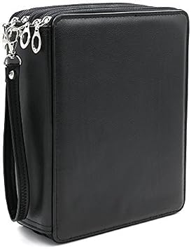 BTSKY 168 Slots Colored Pencil Organizer - Deluxe PU Leather Pencil Case Holder Black