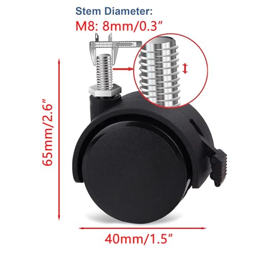Roulettes pivotantes pour établis et meubles d'atelier avec plaque 3,8cm