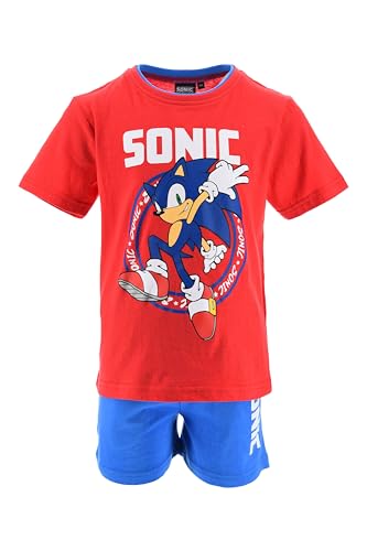 Sun City Adatto A Sonic, Set Per Bambino, Completo 2 Pezzi Con Maglietta Rossa E Pantaloncini (Rosso, 3 Anni)