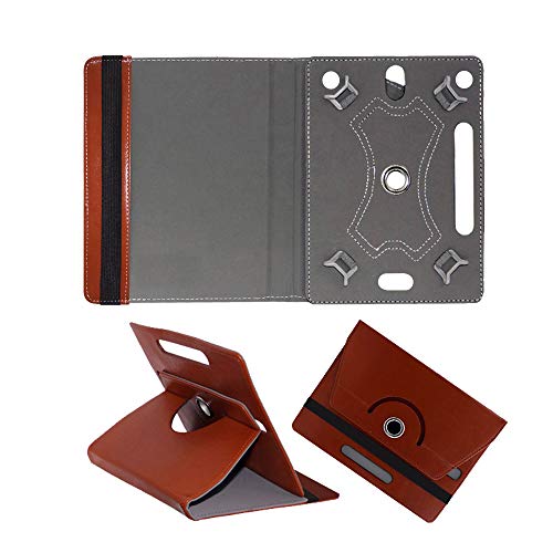 Image of Fastway Rotating Leather Flip Stand Case Cover for DOMO Slate SL36 OS9 SC 10.1-Inch Tablet (Brown)