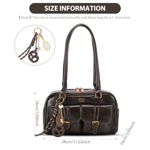 Shoulder Bag Retro Top Handle Bag Y2k 90s Multiple Pockets Designer Handbag Soft Trendy Underarm Purse 6