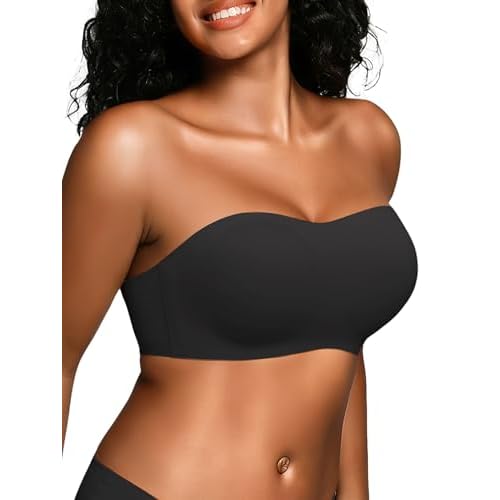 Strapless Bras for Women - S-2XL Wireless Seamless Bandeau, Soft Padded Bralette, Comfortable Tube Top Bra (A-D Cup)