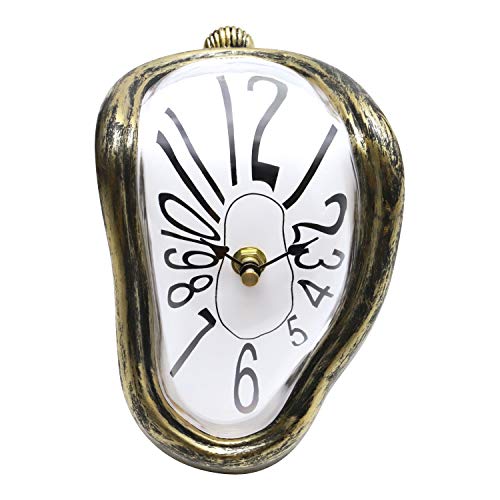 ufengke Vintage Melting Clock Silent Quartz Clocks with Arabic Numerals for Shelf Desk in Living Room Badroom Office 756\"