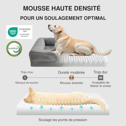 Bedsure Panier Chien Dehoussable Lavable Moyen Canapé Chien, 89x63cm, Gris – vue 3