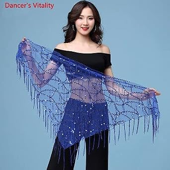 Women's Belly Dance Costume Belly Dance Costumes Sequins Tassel Belly Dance Hip Scarf For Women Belly Dancing Belt (Color : Blue, Size : One Size)