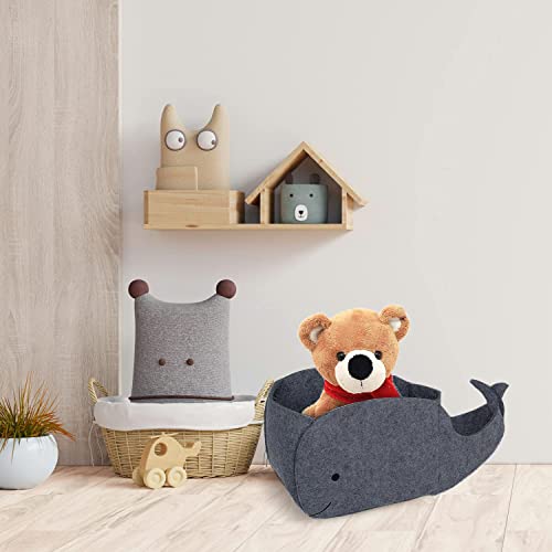 MEISO Spielzeugkiste Aufbewahrungskorb aus Filz, Faltbare Spielzeug Organizer Korb in Walform, Aufbewahrungsboxen aus Stoff Wäschekorb für Zuhause Aufbewahrungsbehälter für Kinderzimmer