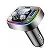 LIHAN USB C Bluetooth Adapter for Car, AUX Wireless FM Radio Transmitter, Handsfree Calling & Audio Receiver, MP3 Music Player, QC3.0 & Type-C PD USB Charger,7 Colors LED Backlit