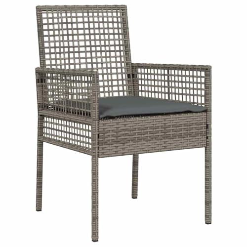 vidaXL Grey Poly Rattan Dining Set - Outdoor 7-Piece Tempered Glass Table & Chairs - UV/Weather Resistant Garden/Patio Furniture - Image 7