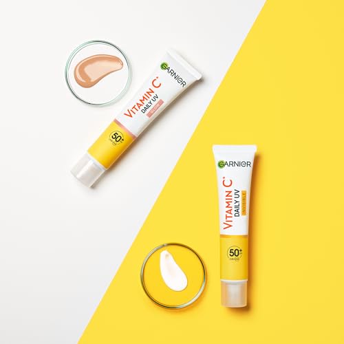 Garnier Fluido Anti-UV Quotidiano Anti-Macchie Glow, SPF 50+, Per Tutti i Tipi di Pelle, Arricchito con Vitamina C*, Protegge dai Raggi UV, Uniforma e Illumina, Daily UV Glow, 40 ml - 14