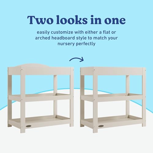 Image of Graco Customizable Changing Table with Water-Resistant Changing Pad (Frosted Oat) - Customizable Modern Flat or Classic Arched Headboard, Changing Pad Included