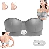Blossomup Electric Bust Massager, USB Wireless Breast Massager, Portable Electric Vibration Bust Lift with 3 Massage Modes, Breast Enhancer Massager Bra with Heating (Grey)
