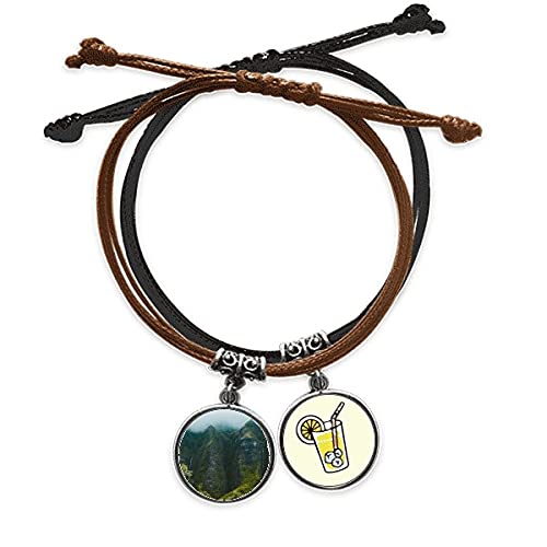 Bracelet Corde Main en Cuir Jungle Brouillard - Bijou Unisexe Tressé