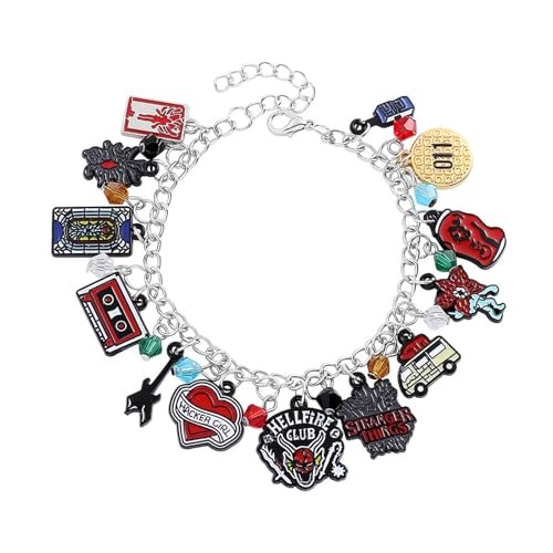 Niarezom Stranger TV Bracelets Movie Themed Bangles Halloween Cosplay Character Stylish Jewelry Gift for Teens and Adults