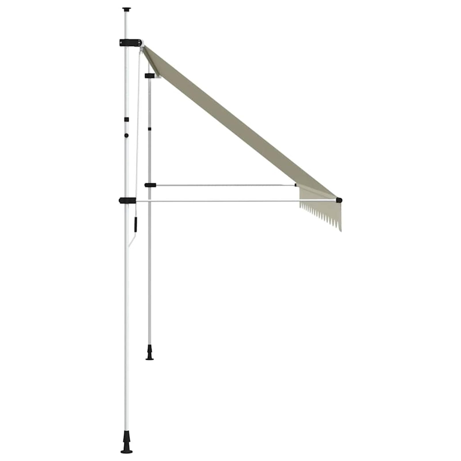 Wysuwana markiza balkonowa, obsługiwana ręcznie, 400 cm, kremowo-biała, balkonowa, bez wiercenia, z korbą ręczną, aluminiowa markiza odporna na promieniowanie UV, regulacja wysokości i