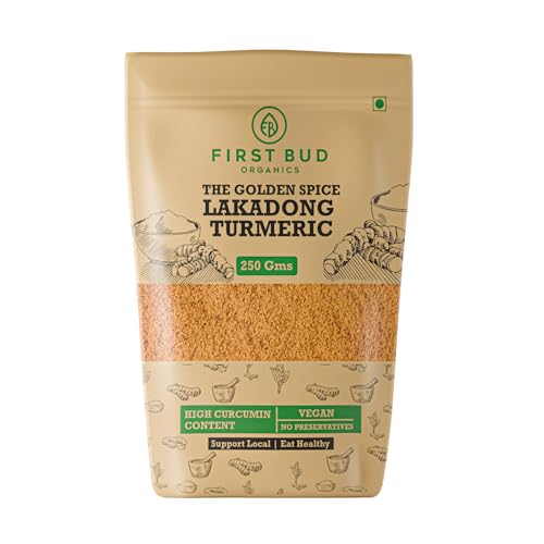 Image of First Bud Organics Golden Spice Lakadong Turmeric Powder - 250gm | Organic Turmeric Powder & 10 to 12% High Curcumin Certified | Chemical Free Haldi & Sourced From Jaintia Hills, Meghalaya