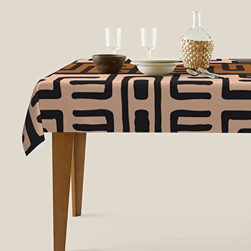 Juisticeville African Tablecloth Rectangle Farmhouse Boho Brown Mudcloth Rustic Desk Cover Waterproof Table Cloth For Kitchen Decor Party 60X80 In Brown #TOP7