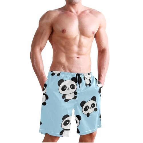 Cartoon Panda Blue Board Shorts Men Double Layer Board Shorts with Compression 8”/ 9” Long XL Plus Size Casual wear4