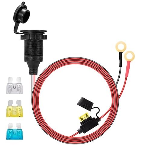GUNGY Zapalniczka z przewodem przedłużającym 1M 14AWG Gniazdo zapalniczki samochodowej 12V/24V DC wodoodporna instalacja z bezpiecznikiem 20 A do samochodu łodzi motocykla