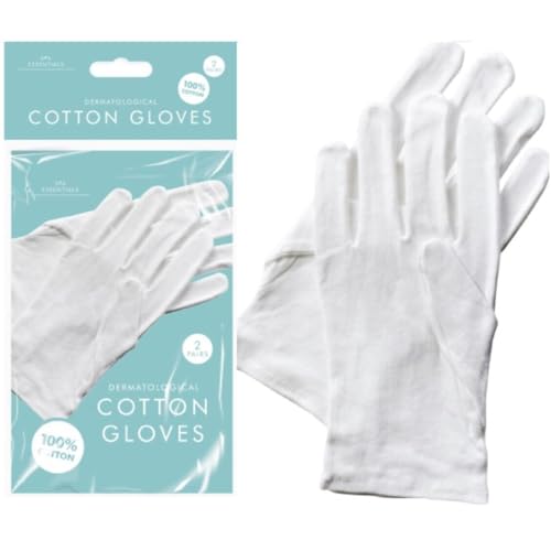 LND Gifts Cotton Gloves - Soft White Cotton Gloves for Eczema, Dermatological Gloves for Women, 2 Pairs, Comfortable and Breathable, Ideal to use with Hand Cream for Extra moisturisation.