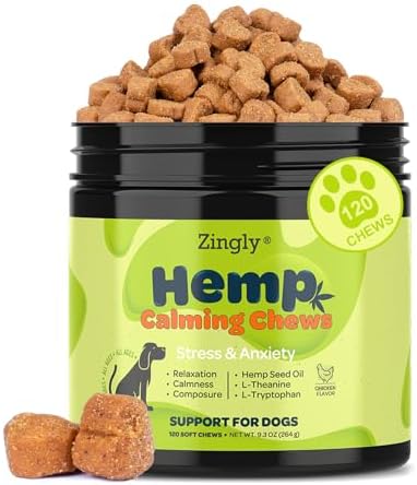 Hemp Calming Chews for Dogs Calming Chews – Anxiety Relief Treats, Separation Anxiety Relief for Dogs Calming Treats Pet Calming Care Chews for Anti Anxiety Dogs, Chicken, 120 Counts